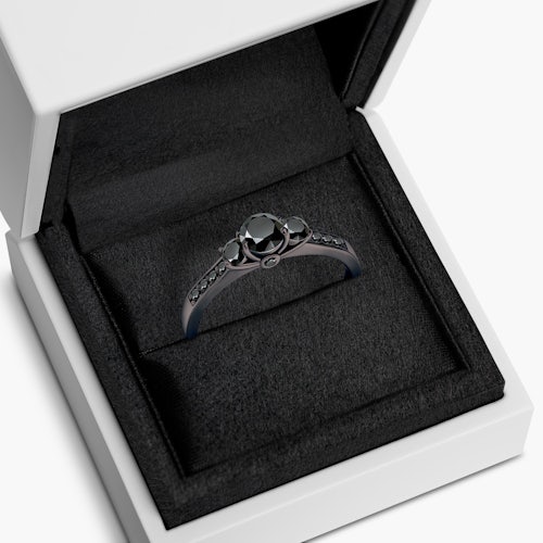 Pierścionek zaręczynowy Dream: czarne złoto, czarny diament